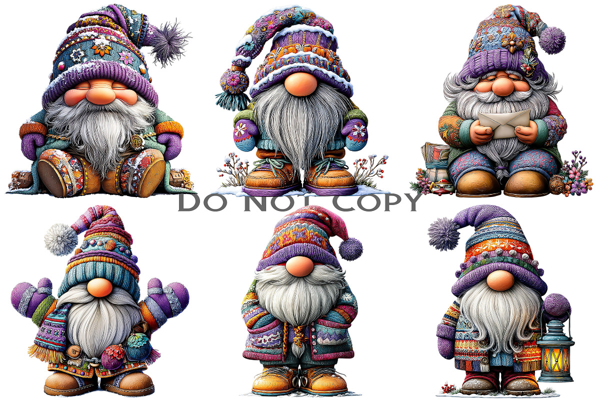 Winter Christmas Gnome Clipart, an Illustration by Craft Nest (Photo 3 of 10)