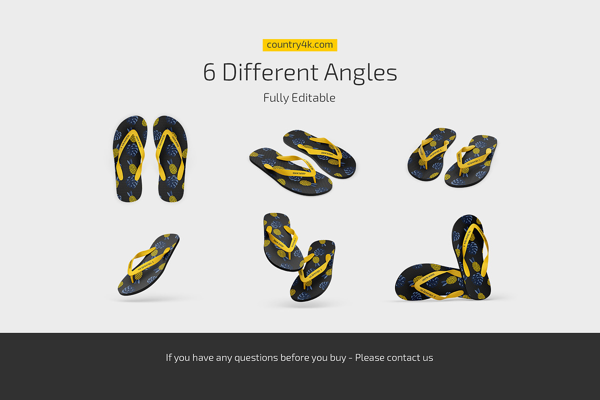 Flip-Flop Slippers Mockup Set, a Bottom Mockup by Country4k (Photo 4 of 4)