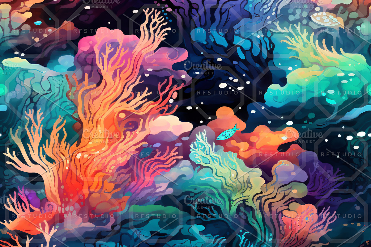 MYSTICAL REEF. Seamless Pack, a Texture Illustration by RefinedFantasyStudio (Photo 5 of 9)