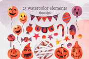 Watercolor Halloween clipart, a Seasonal Illustration by AnastasiaWatercolor (Thumbnail 2 of 5)