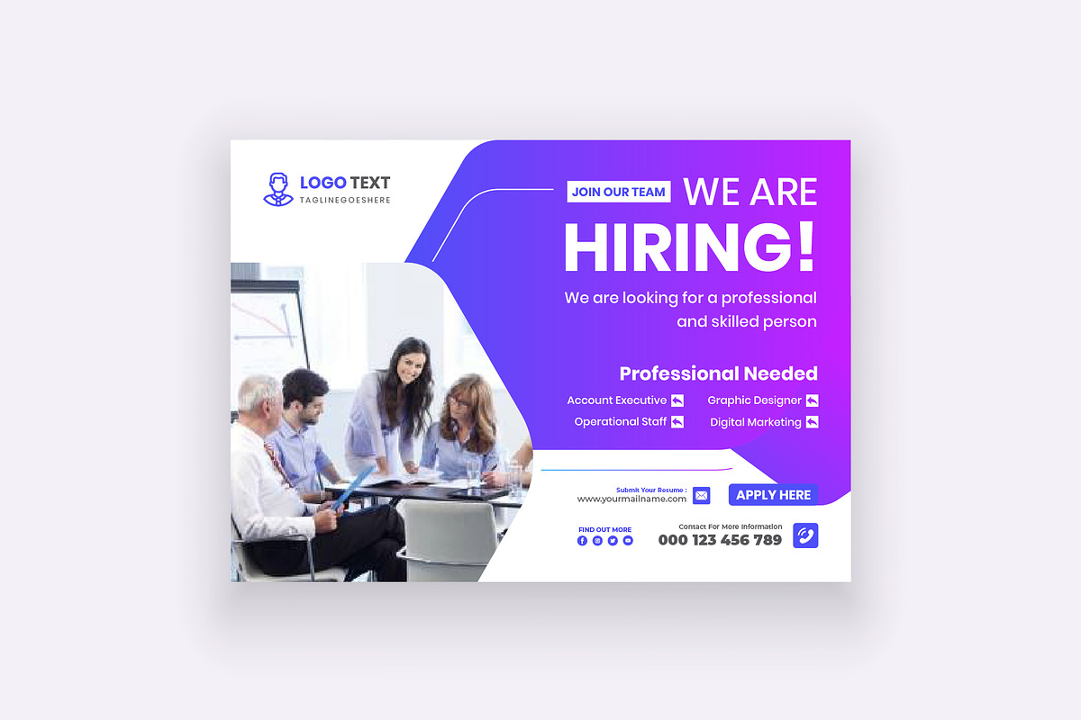 We Are Hiring Horizontal Flyer, a Flyer Template by Mk_Studio (Photo 3 of 3)