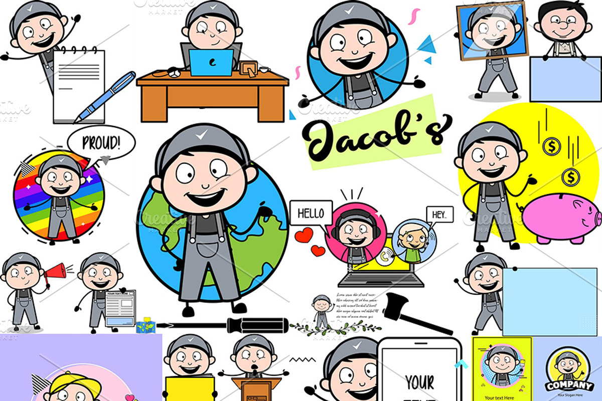 Repairman ~ Cartoon Character Set, a Person Illustration by The Toon Company (Photo 4 of 9)