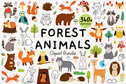 Cute Forest Animals Big Collection, an Animal Illustration by Gulnara Sabirova (Thumbnail 1 of 16)