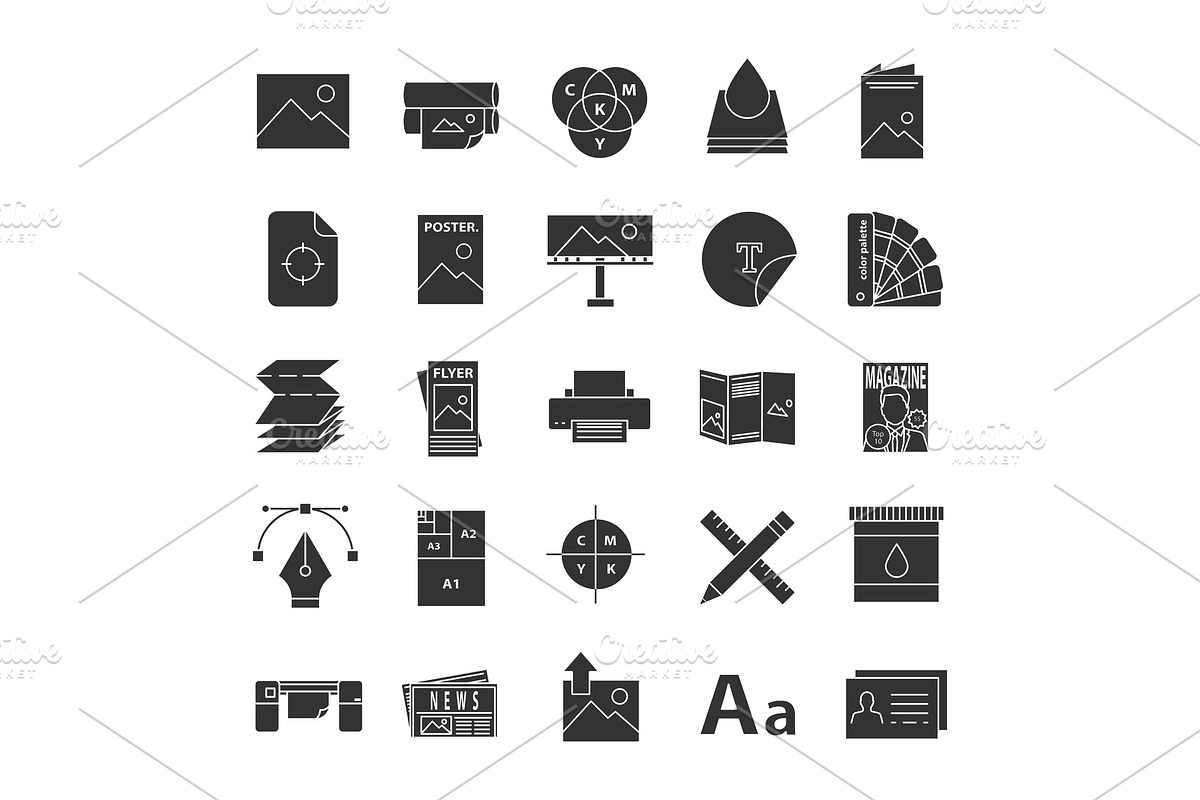Printing glyph icons set, an Icon by IMG Visuals