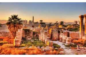 View of the Karnak temple in the evening - Luxor, Egypt, an Architecture Photo by Leonid Andronov