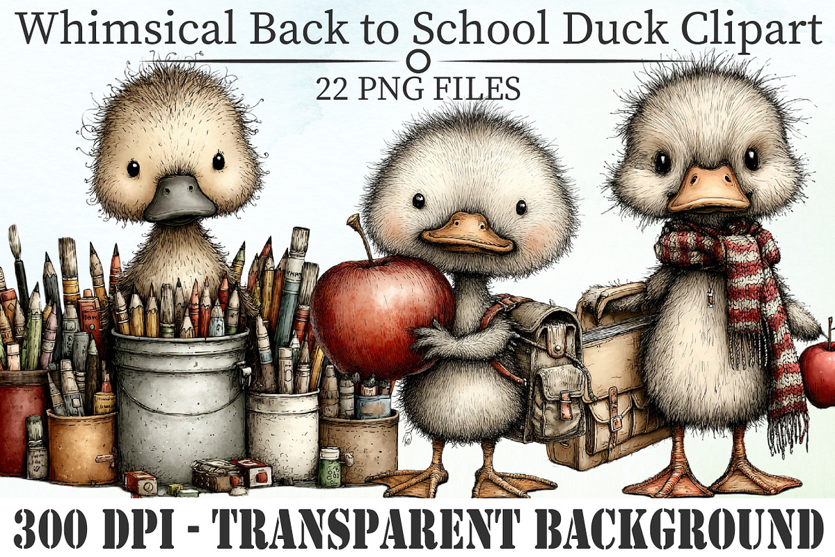 Whimsical Back to School Duck PNG, an Animal Illustration by Libby Wishes (Photo 1 of 4)