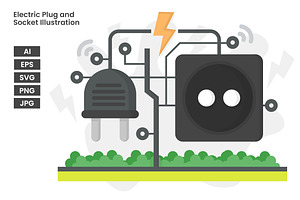 Electric Plug & Socket Illustration, a Technology Illustration by erifqizeicon