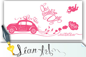 Funny pink wedding card, an Invitation Template by Lian-art