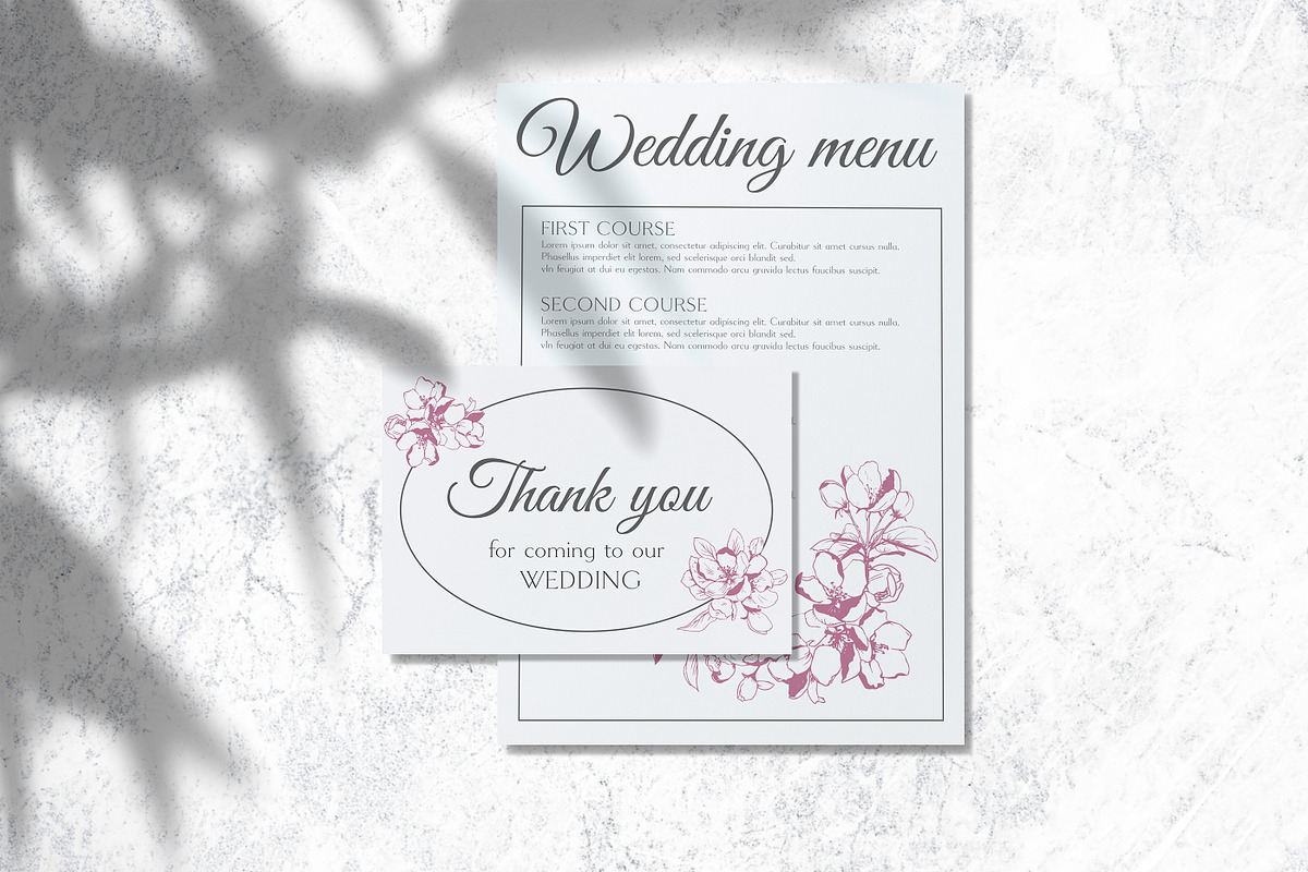 Apple blossom wedding design bundle, an Invitation Template by Doodle emporium (Photo 6 of 6)