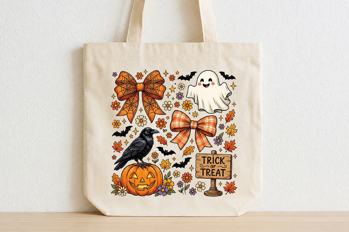 Preppy Coquette Halloween Ghost PNG, a Seasonal Illustration by CraftArtStudio (Photo 2 of 4)