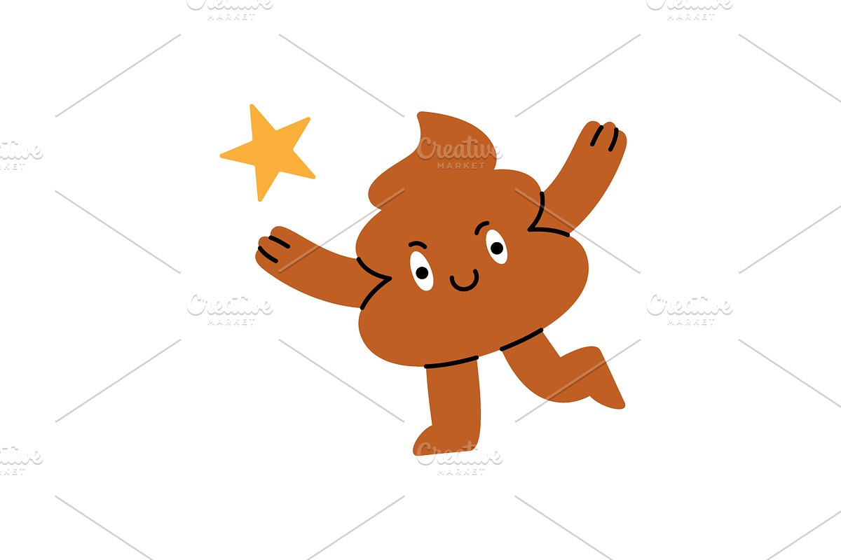 Cartoon poop character jumping up, an Illustration by GraphiShop