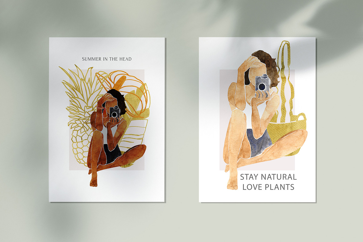 Female Nature Watercolor Set, a Work Illustration by Cat In Colour (Photo 6 of 6)