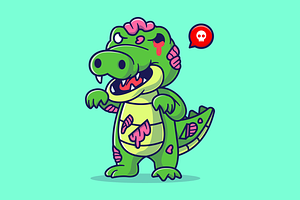 Cute Crocodile Zombie Cartoon, an Animal Illustration by Catalyst Labs