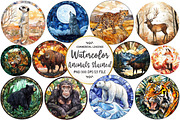 Wild Animals Round Stained Glass, an Illustration by OK Design (Thumbnail 1 of 5)