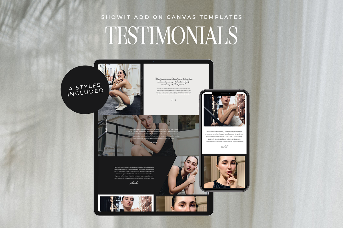Showit Testimonial Add On Templates, a Landing Page Template by Blush Created (Photo 1 of 16)