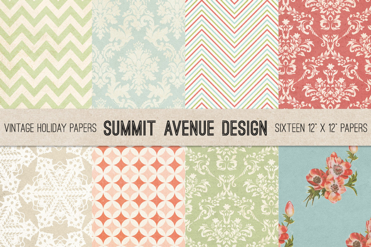 Vintage Retro Holiday Digital papers