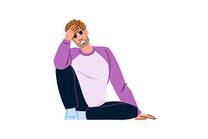 Stressed young man sitting on floor, a Person Illustration by pikepicture
