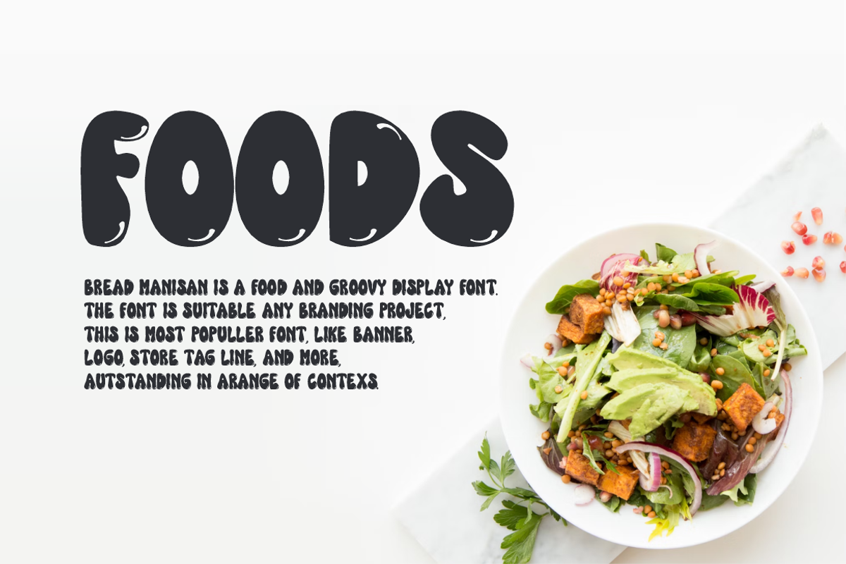 Bread Manisan - Groovy & Food Font, a Handwritten Font by QR Design Studio (Photo 2 of 7)