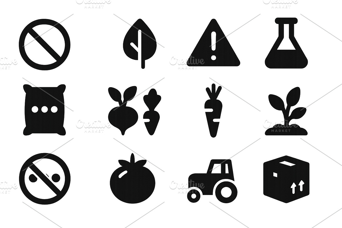 Icons representing farming practices, a Food Illustration by ZinetroN