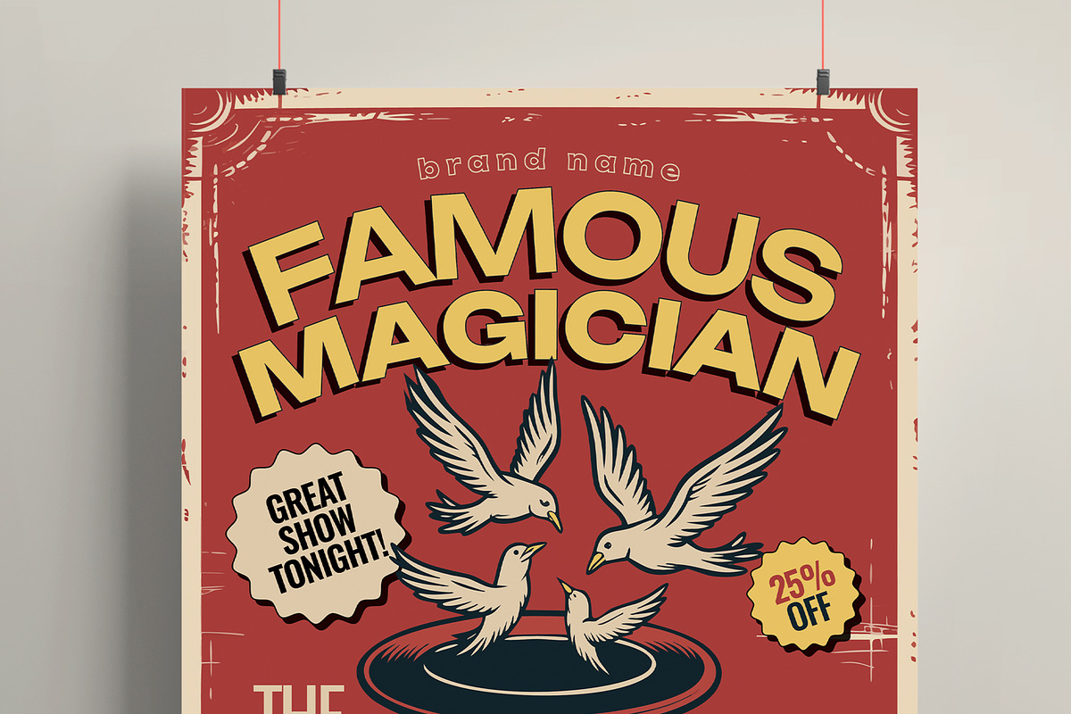 Famous Magician Poster Template, a Flyer Template by MightyDesign (Photo 2 of 6)
