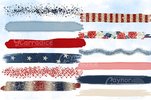 4th Of July Brushes Clipart Set