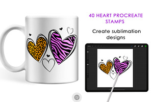 Procreate Heart Stamps 40 Brushes