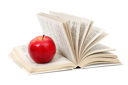 red apple on a book, a School & Education Photo by Serg64