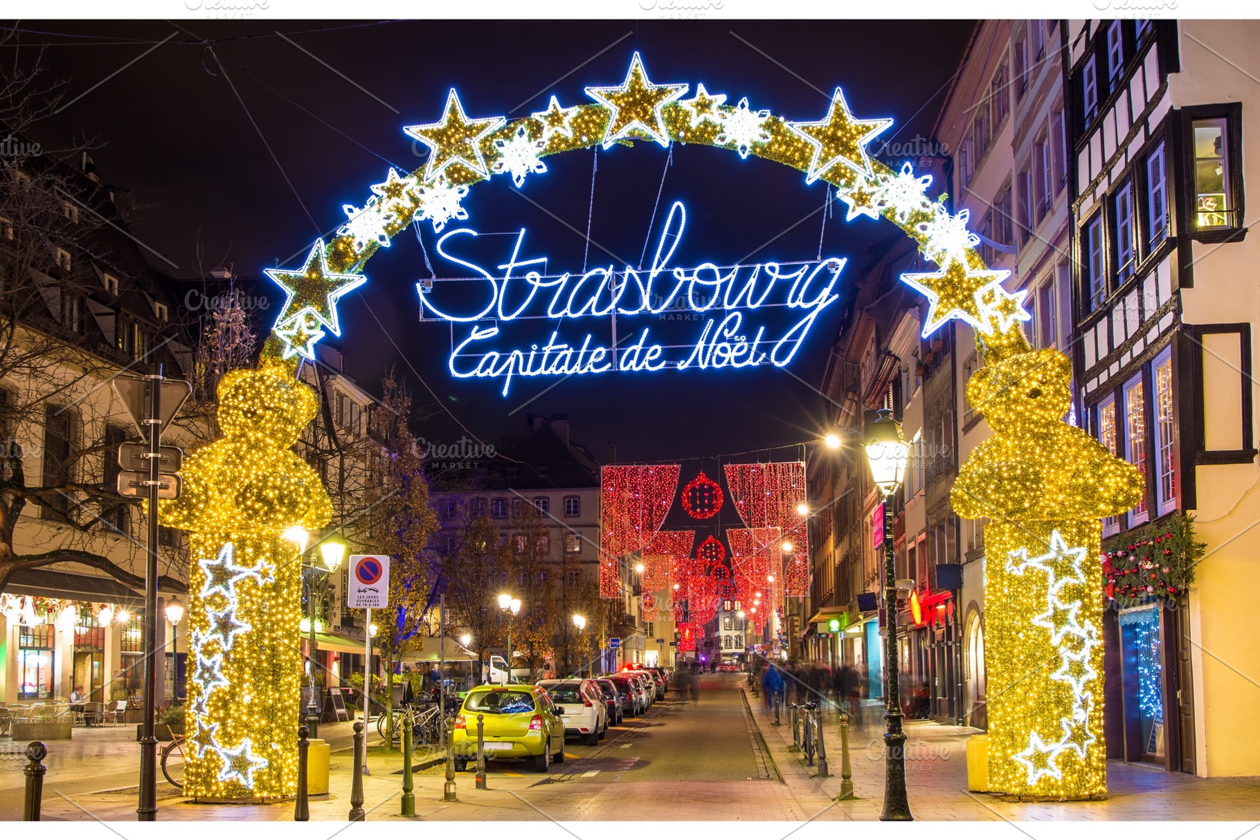 Entrance to the city center of Strasbourg on Christmas time, an Architecture Photo by Leonid Andronov