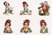 Whimsical Christmas Coffee Girl, a Seasonal Illustration by CreationArt (Thumbnail 2 of 7)