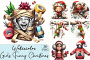 Cute Holiday Girls–Funny Christmas, an Illustration by CrexoraLab (Thumbnail 1 of 5)