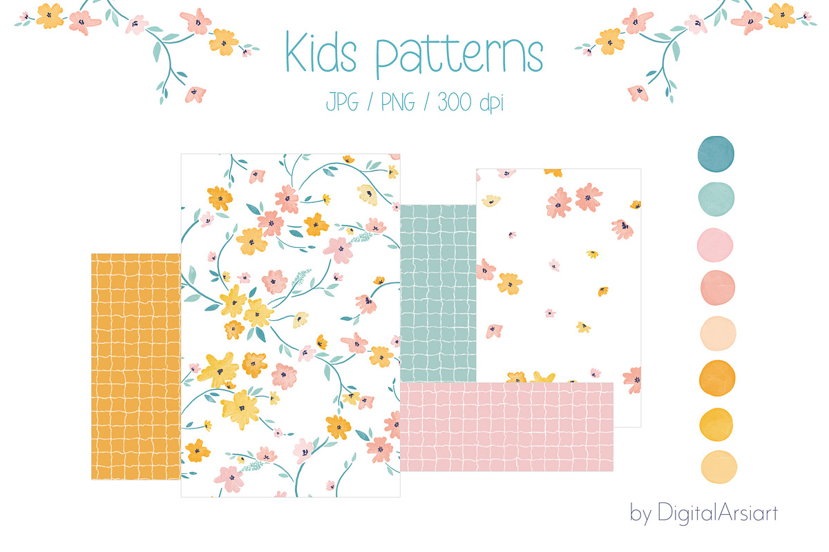Kids floral seamless pattern checks, a Graphic by DigitalArsiart (Photo 2 of 13)