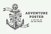 Vintage adventure poster with anchor, an Illustration by AkimD (Thumbnail 1 of 4)