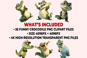Funny Crocodile Clipart PNG Bundle, a Graphic by M9 Design (Thumbnail 9 of 9)