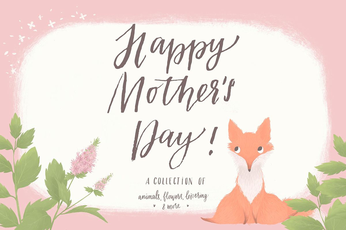 Mother's Day Cute Animals Set, an Animal Illustration by Artnis (Photo 1 of 6)