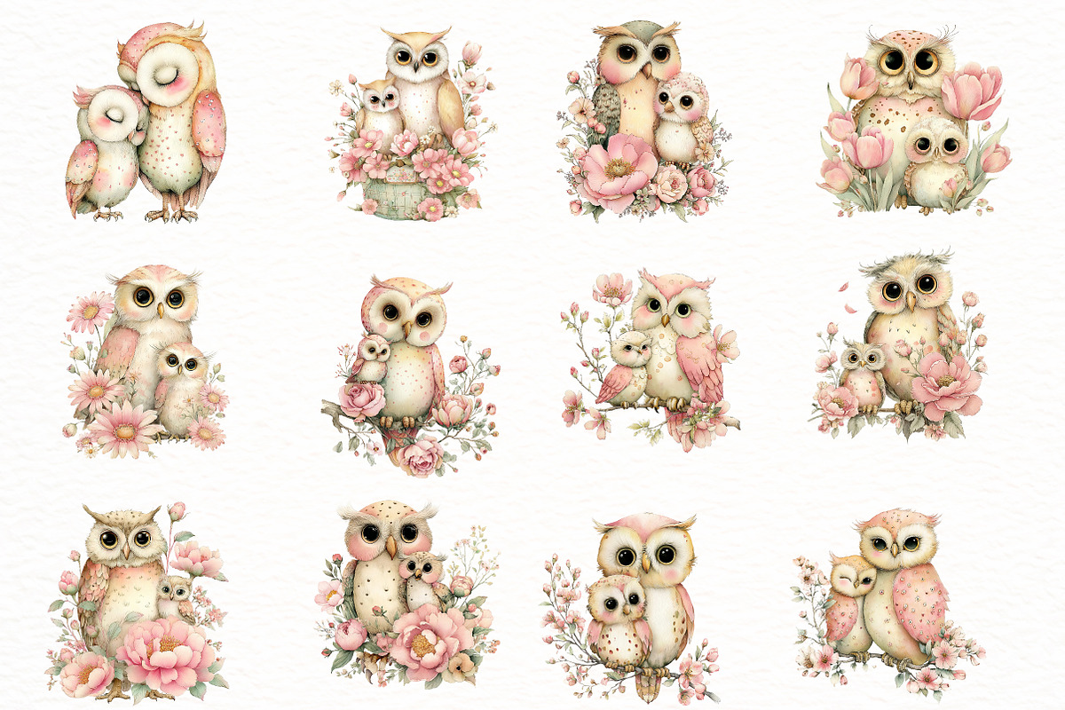 Whimsical Mother's Day owl Clipart, an Illustration by Designworld (Photo 2 of 7)