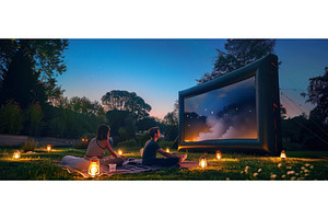 Couple enjoying outdoor inflatable, a Nature Photo by piter.goskov