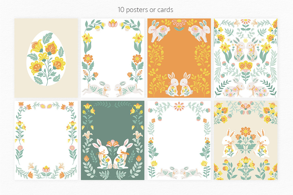 Folk Spring – Easter Bunny Clipart, a Decorative Illustration by Jenny Quince (Photo 10 of 14)