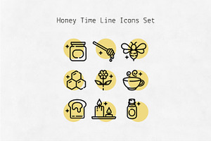 Honey Time Line Icons Set, an Outline Icon by Lyolya Profitrolya