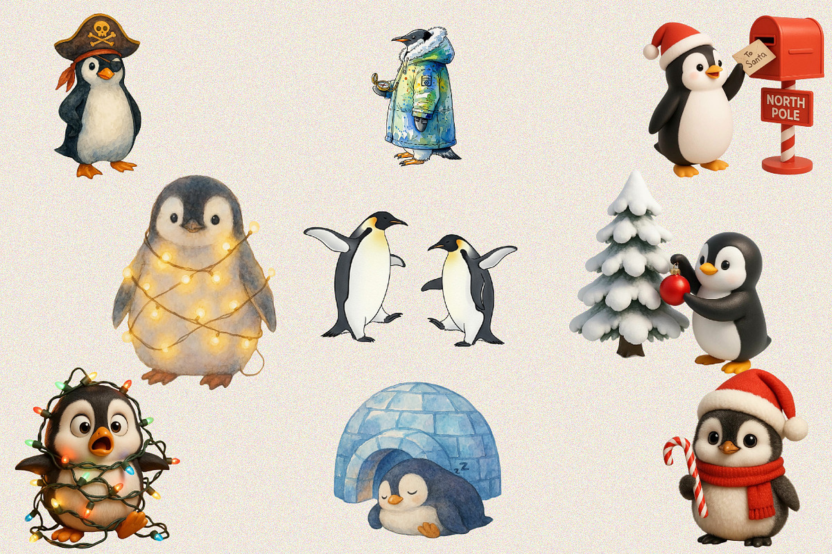 Winter Penguin Christmas Penguin Bun, an Illustration by SVGArt (Photo 7 of 8)