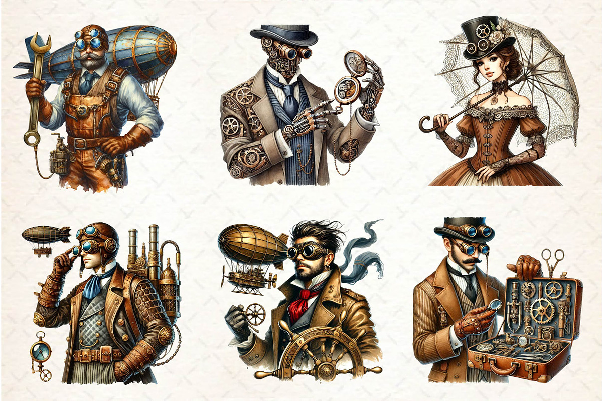 Steampunk  Character Clipart, an Illustration by CreationArt (Photo 4 of 5)