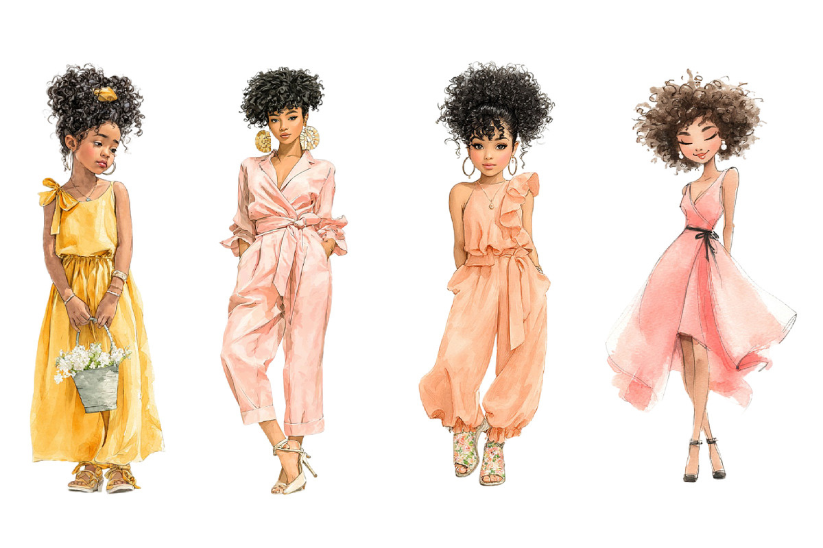 African American Girls Clipart, an Illustration by Designworld (Photo 3 of 5)