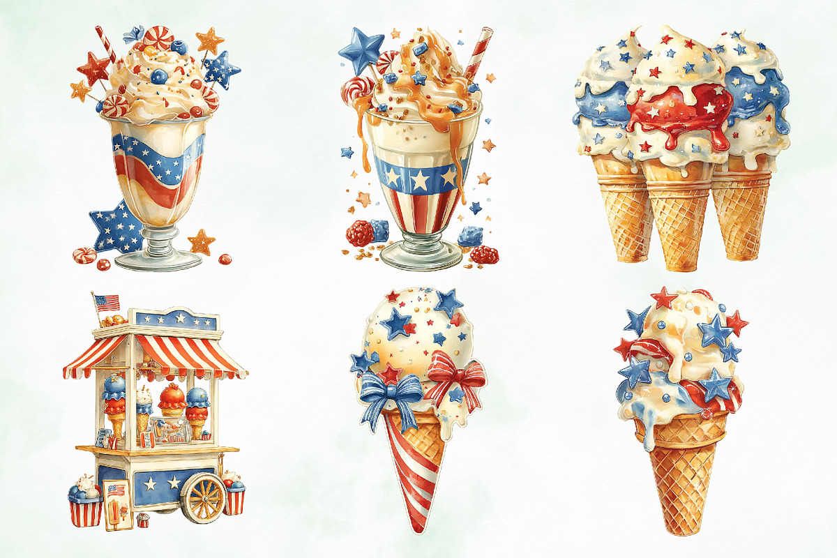 Whimsical Patriotic Ice-Cream, a Seasonal Illustration by Creative Art (Photo 2 of 8)