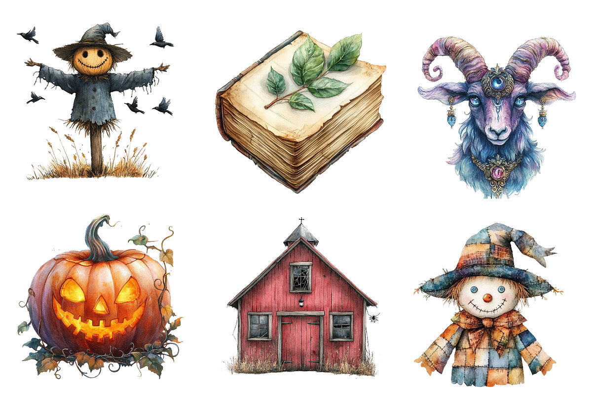 Creepy Halloween Farm Clipart Png, an Illustration by CreationArt (Photo 4 of 4)