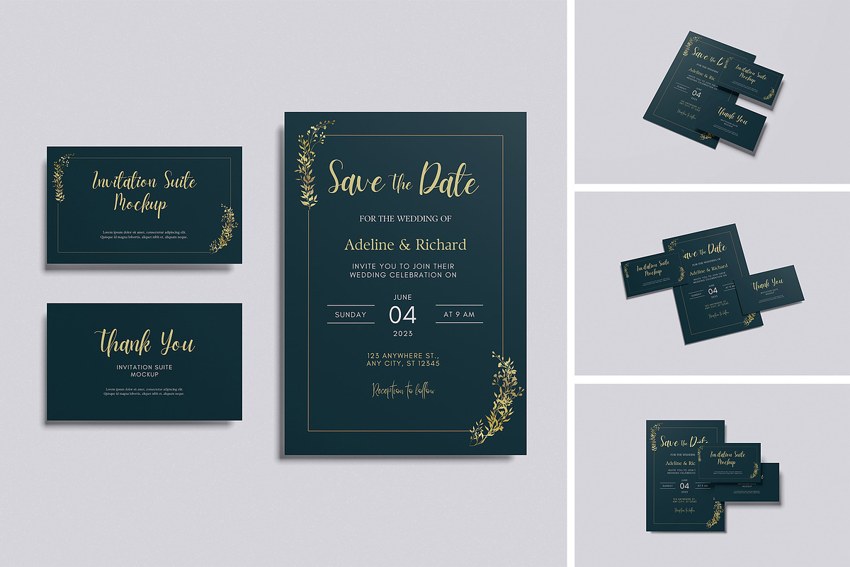 Invitation Suite Mockup, an Advertising Mockup by Pikachudesign (Photo 1 of 5)