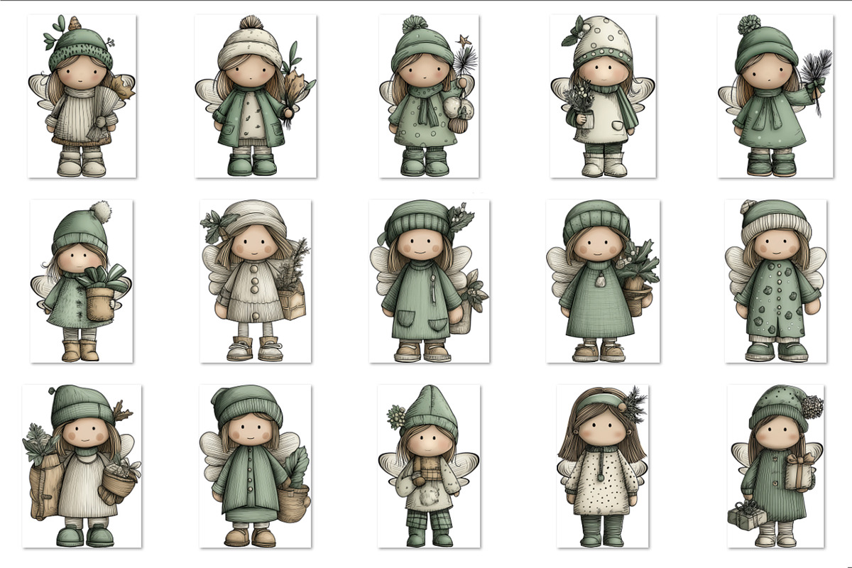 Whimsy Christmas Fairy Girl Clipat, a Seasonal Illustration by V Design Creator (Photo 4 of 8)