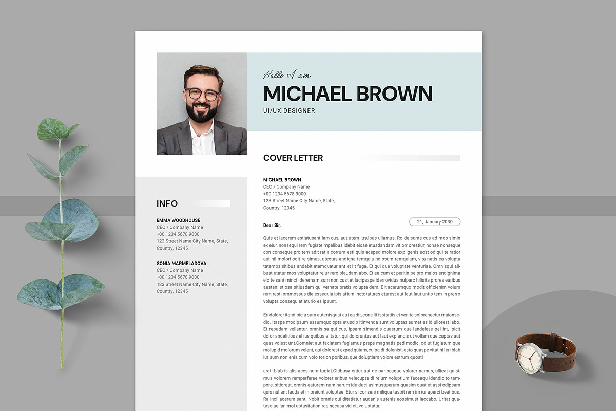 Modern Resume CV Template Letter, a Resume Template by PixelStudio (Photo 4 of 7)