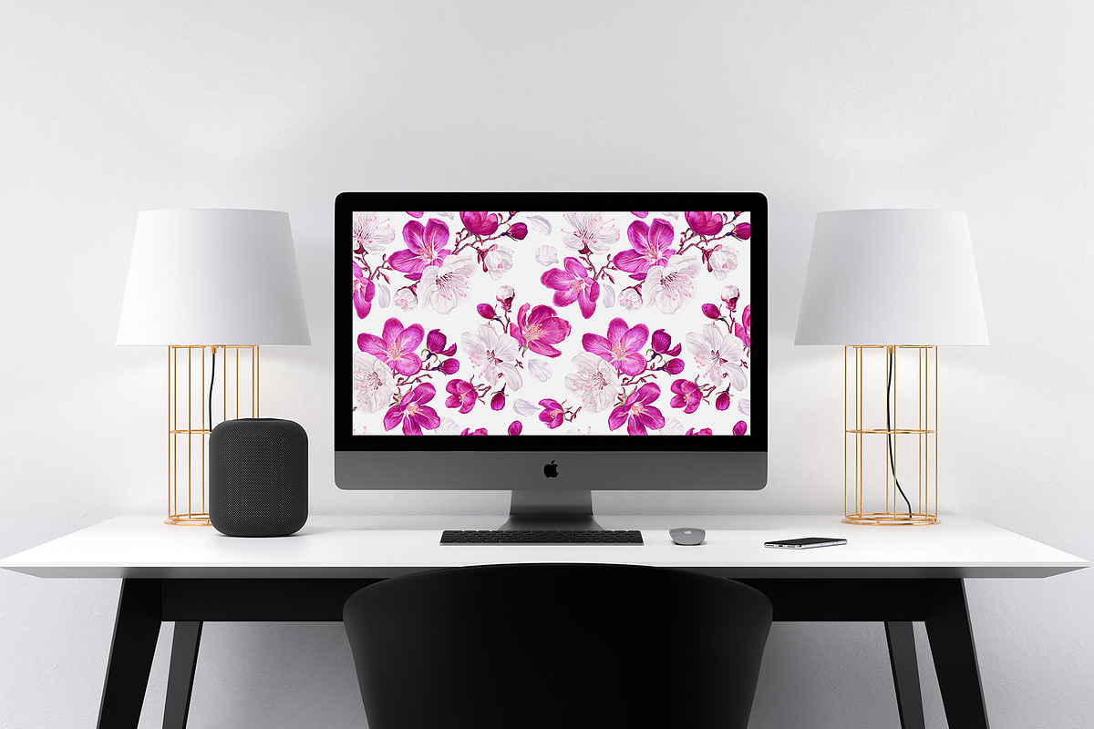 White & Pink Apple Blossom Pattern, a Pattern Graphic by MarynaPetrovska (Photo 6 of 12)