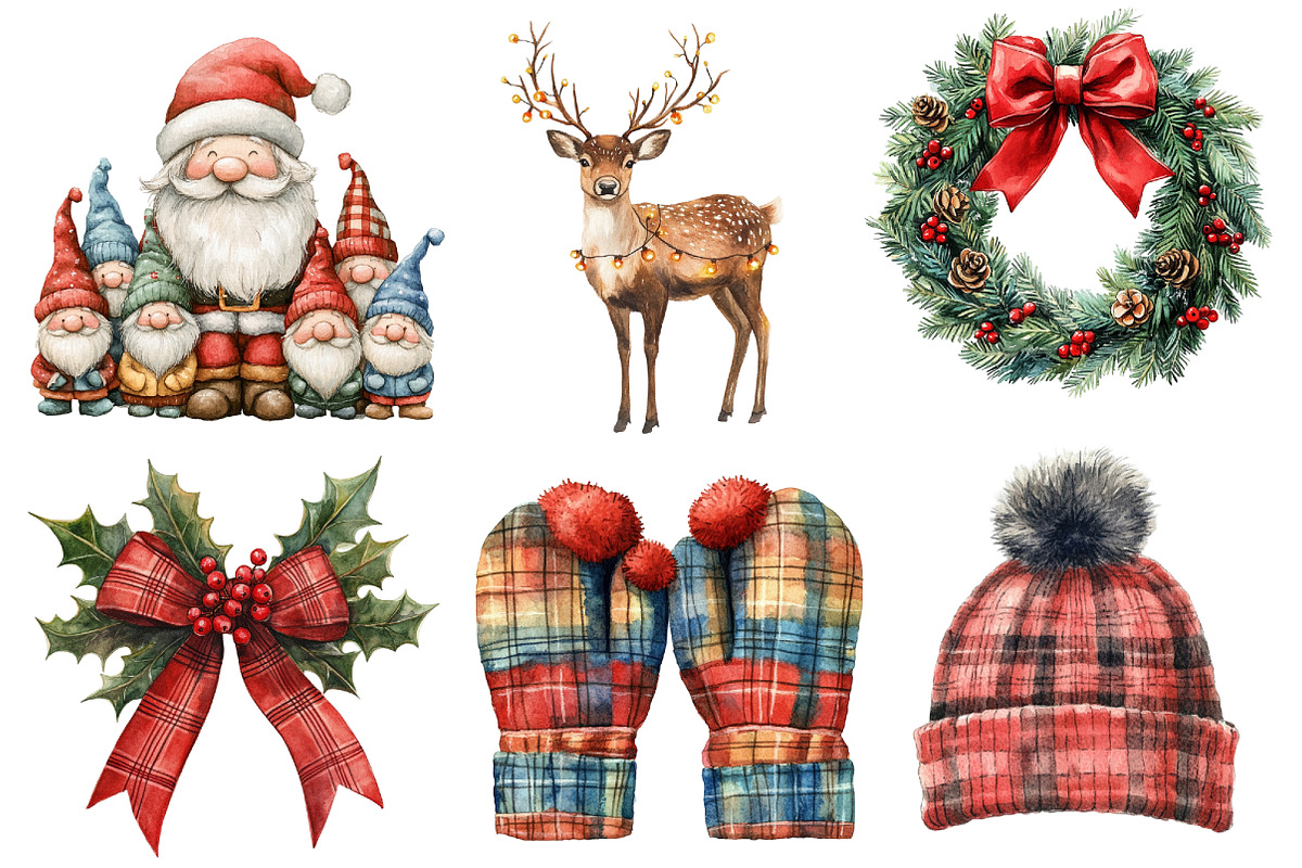 Plaid Christmas Clipart, an Illustration by Designworld (Photo 2 of 6)