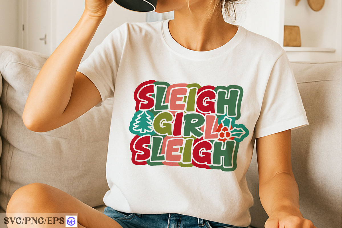 Sleigh Girl Sleigh SVG, a Seasonal Illustration by mh_arif (Photo 2 of 4)