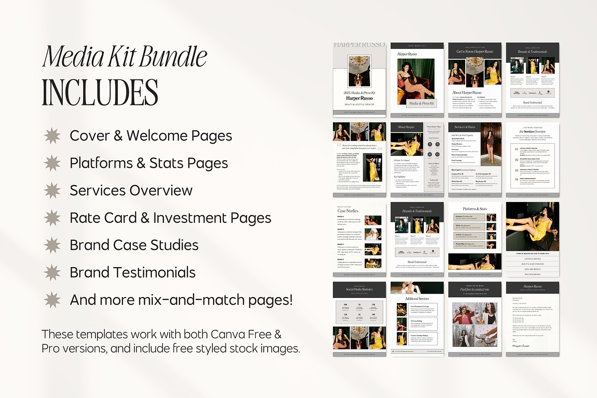 Influencer Media Kit Canva Templates, a Presentation Template by Fallon Gerst (Photo 4 of 12)